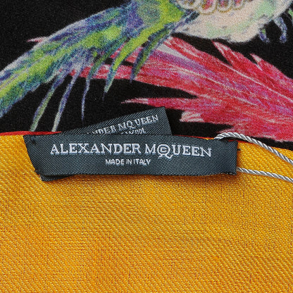 Alexander McQueen Silk Wool Bird Print Scarf Red 5 of 6