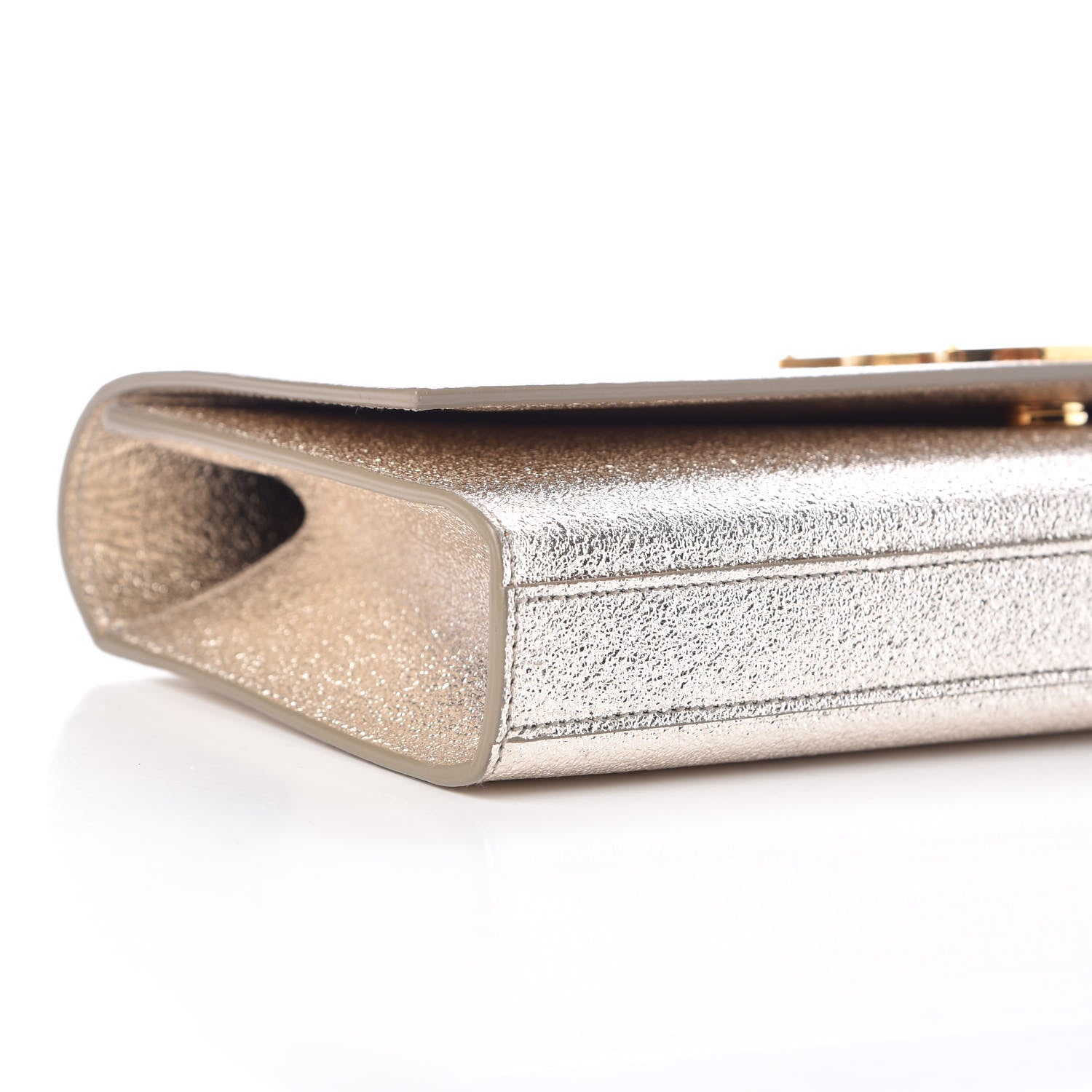 Saint Laurent Textured Metallic Calfskin Classic Monogram Cassandre Clutch Silver 11 of 12