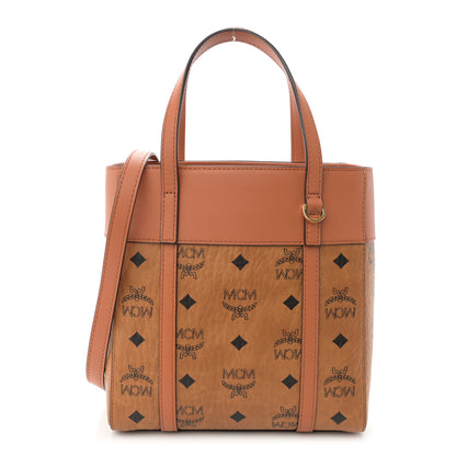 MCM Visetos Nappa Mini Toni Top Zip Shopper Tote Cognac 1 of 10