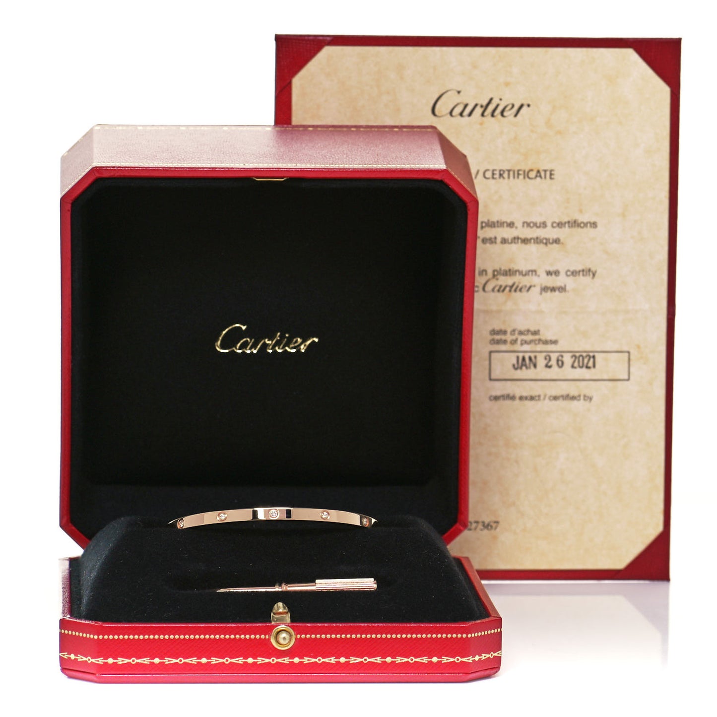 18K Pink Gold 10 Diamond Small LOVE Bracelet 17