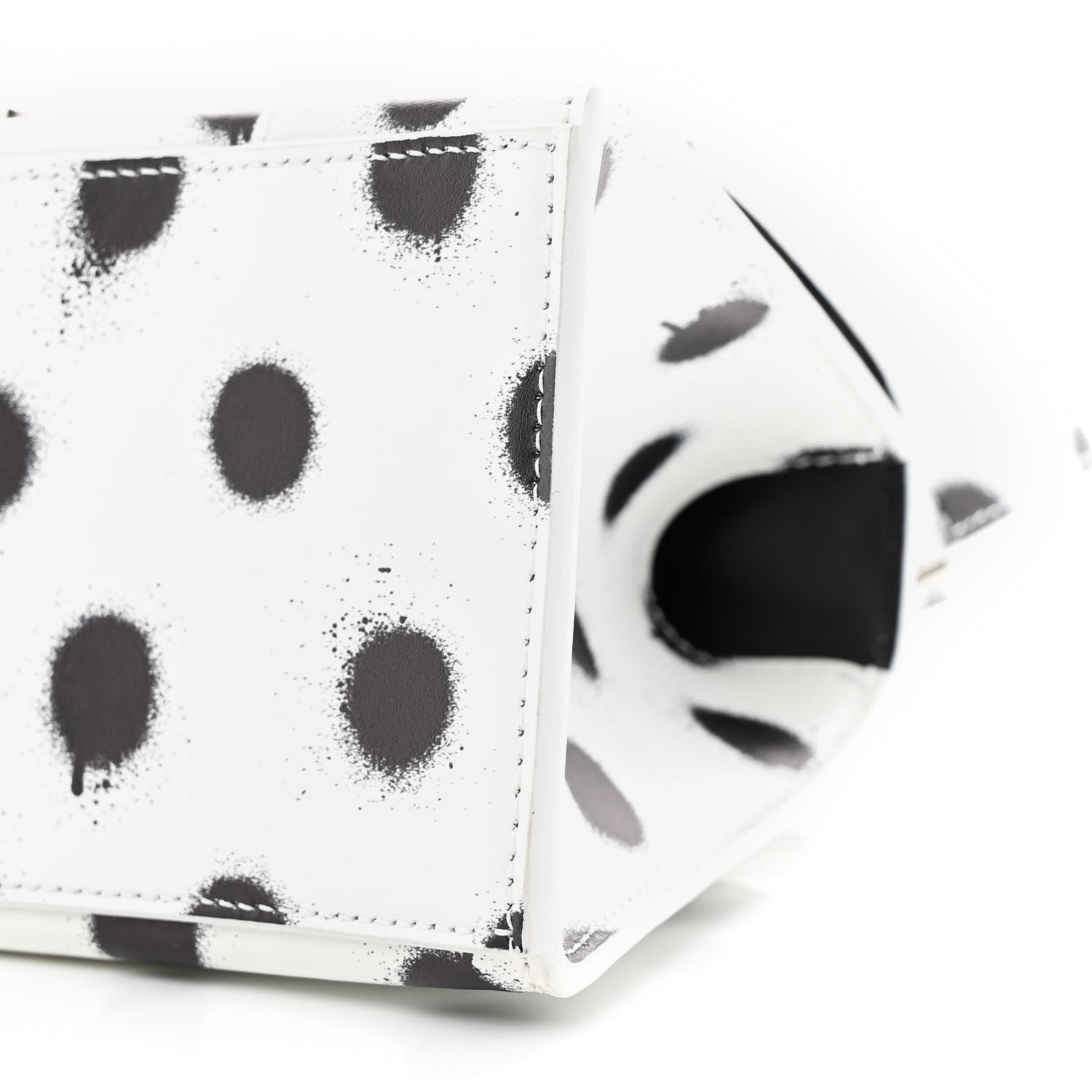 Balenciaga Smooth Calfskin Spray Polka Dot Small Hourglass Top Handle Bag White Black 9 of 10