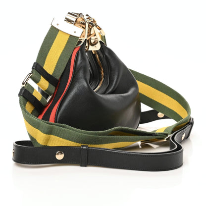 Gucci Aria Calfskin Web Small Attache Shoulder Bag Black 3 of 9