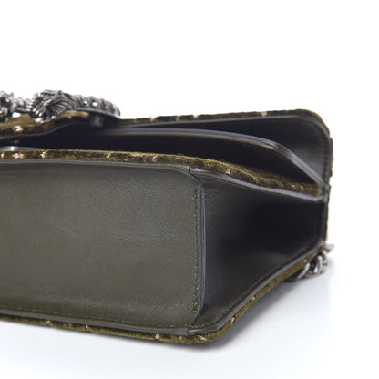 Gucci Velvet Moon Calfskin Crystal GG Monogram Small Dionysus Shoulder Bag Dark Olive Rose Gold 9 of 10