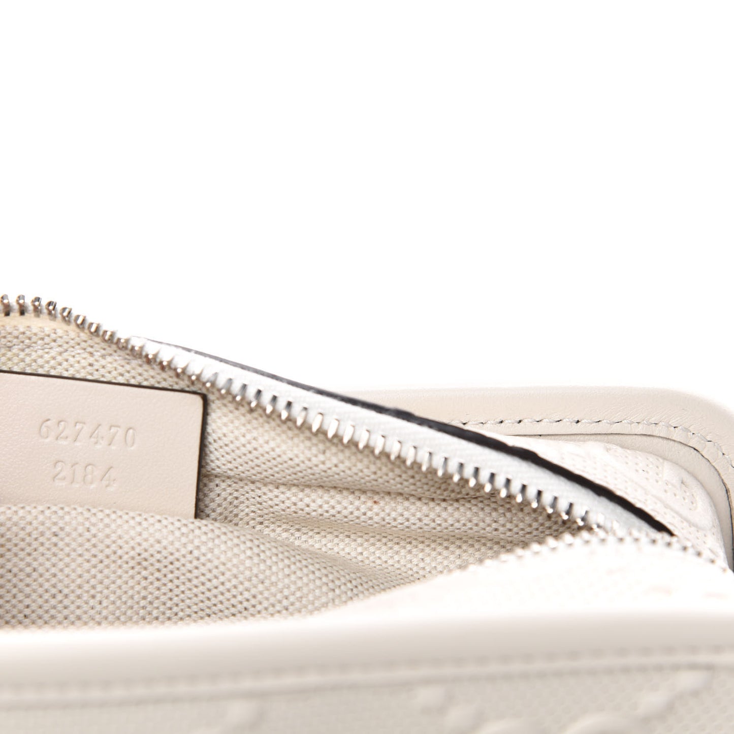 Calfskin GG Tennis Embossed Cosmetic Case Mystic White