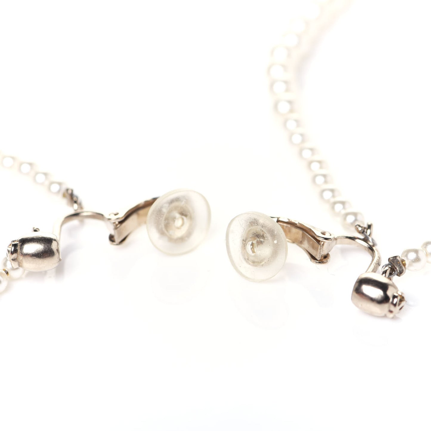 Pearl CC Drop Clip On Earrings Gold