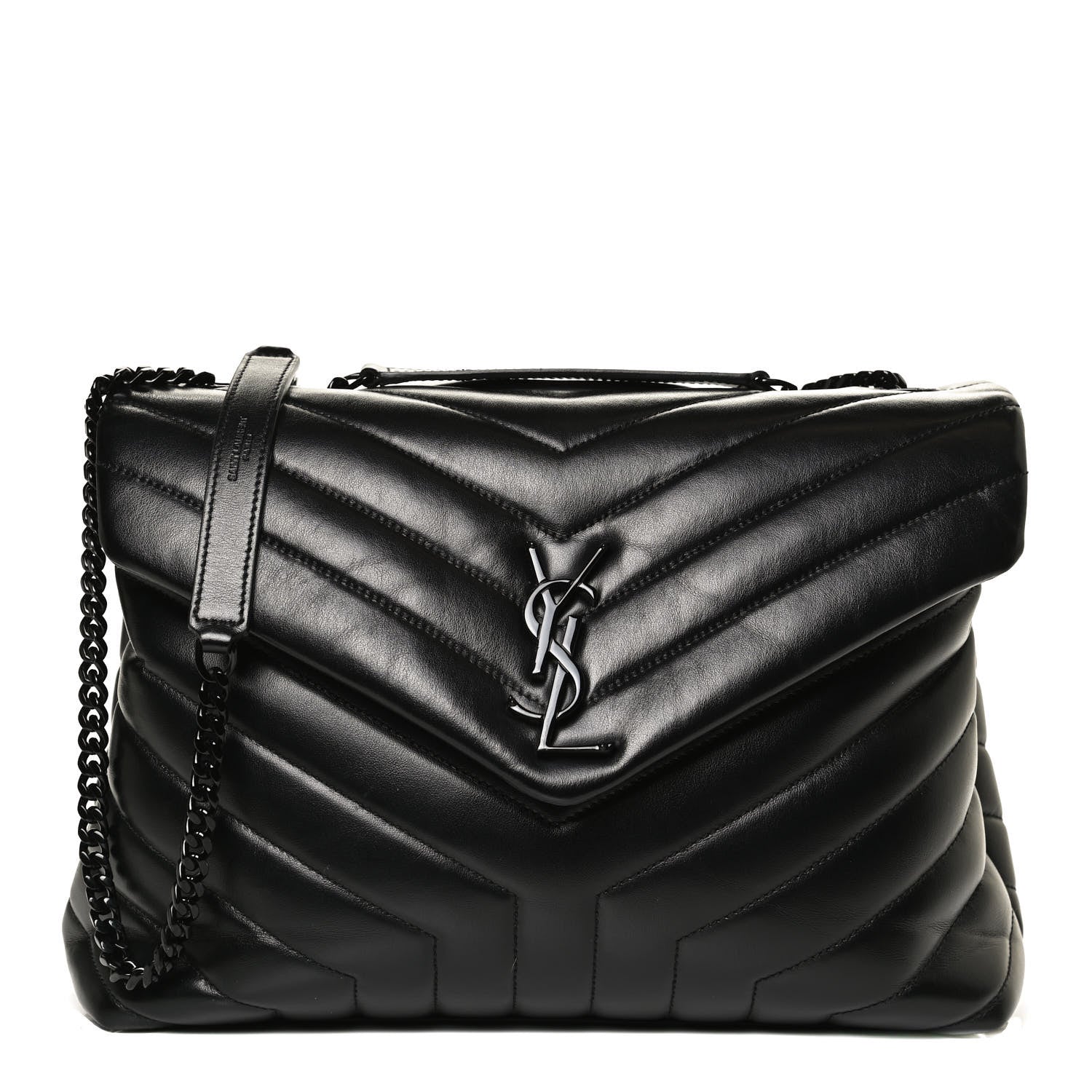 Saint Laurent Calfskin Y Quilted Monogram Medium Loulou Chain Satchel Black 1 of 14