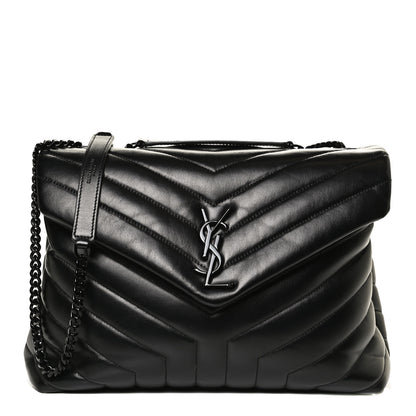 Saint Laurent Calfskin Y Quilted Monogram Medium Loulou Chain Satchel Black 1 of 14