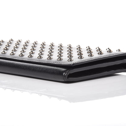 Saint Laurent Grain De Poudre Studded Classic Marquage Flap Wallet Black 6 of 10