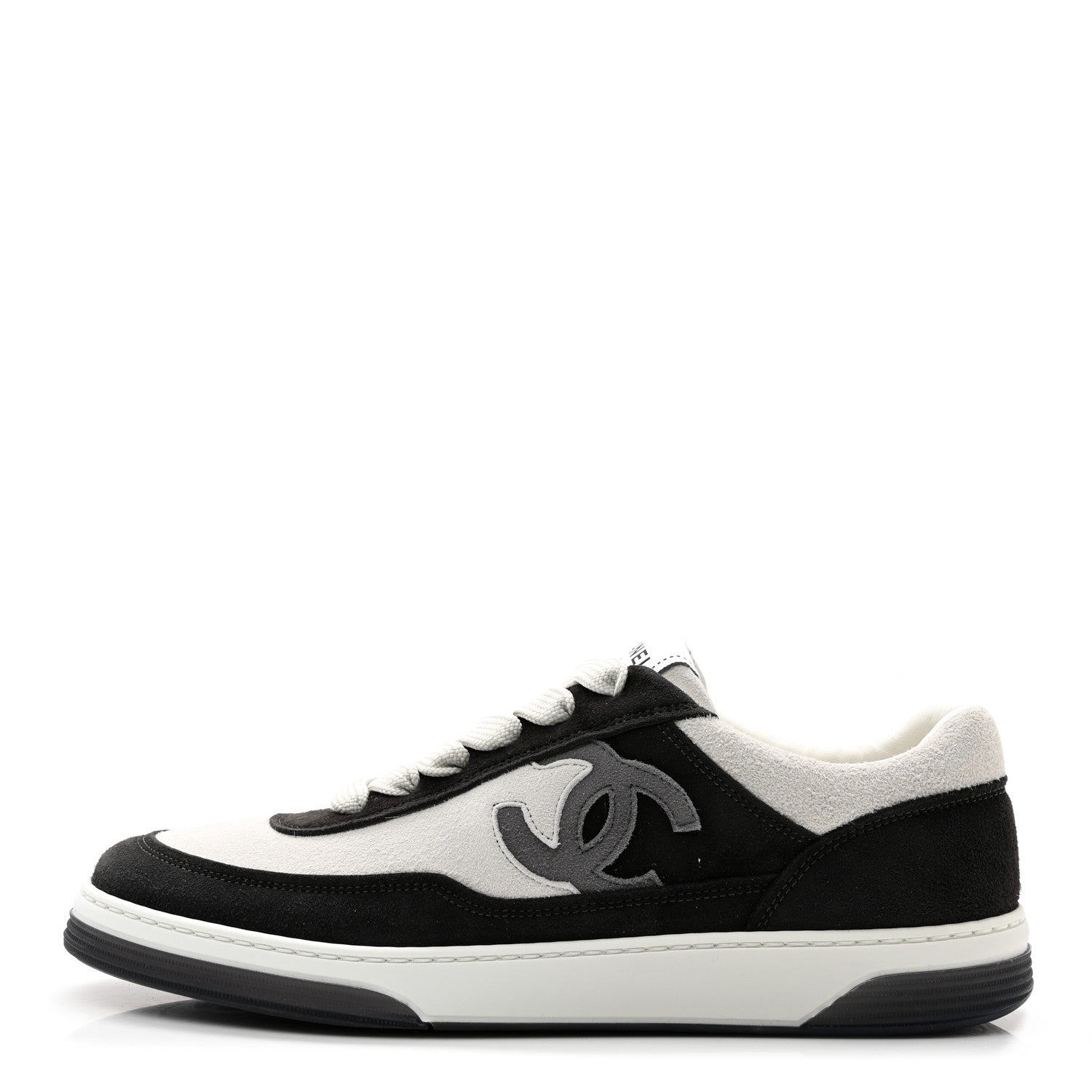 Chanel Suede Kidskin Womens CC Sneakers 39 Black White 1 of 11