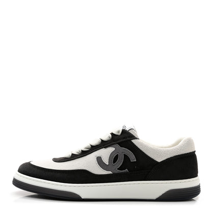 Chanel Suede Kidskin Womens CC Sneakers 39 Black White 1 of 11