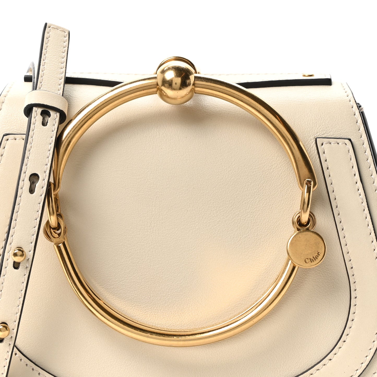 Calfskin Suede Small Nile Bracelet Bag Off White