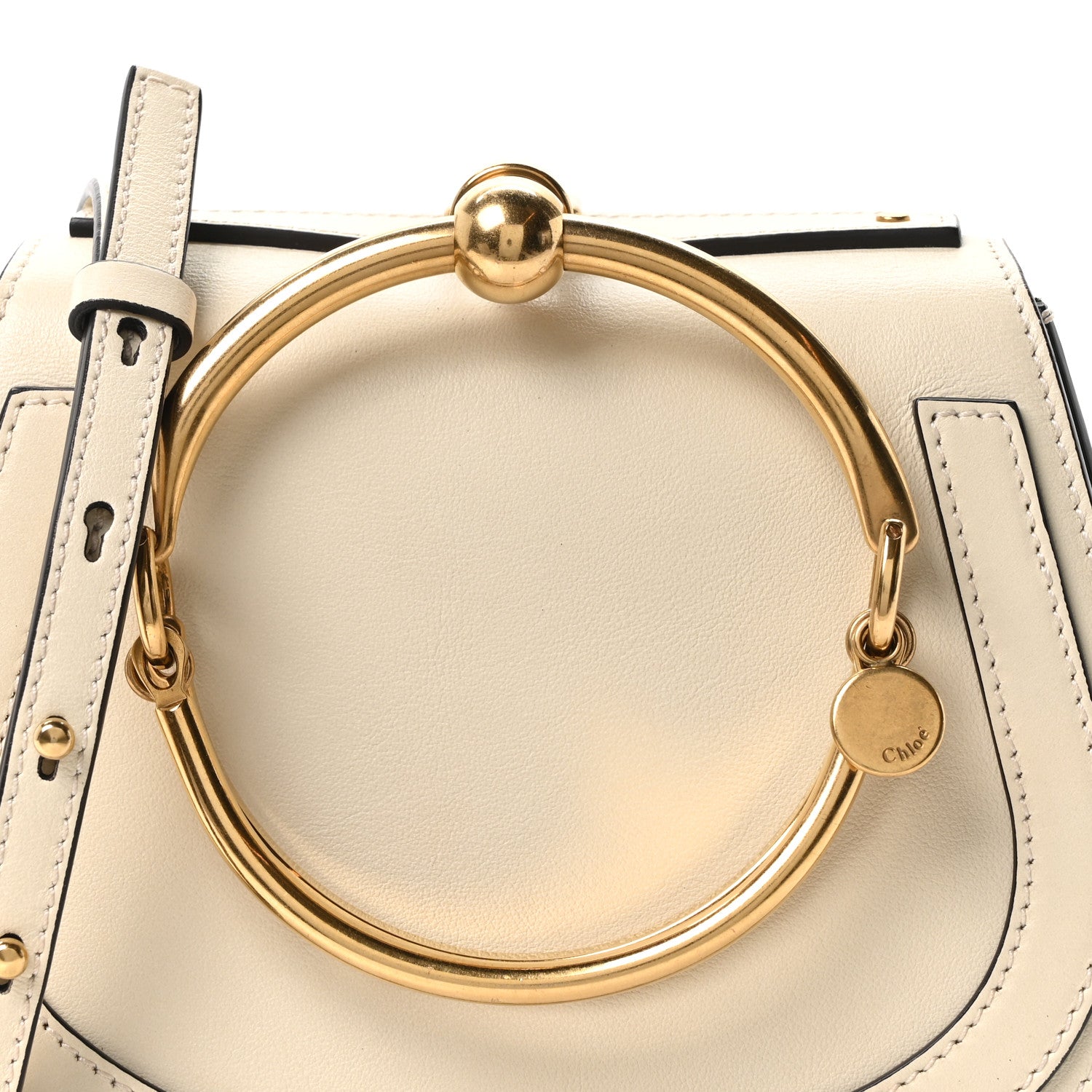Chloe Calfskin Suede Small Nile Bracelet Bag Off White 8 of 10
