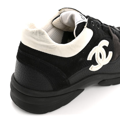 Chanel Mesh Suede Grained Calfskin Womens CC Sneakers 39.5 Black White 11 of 13