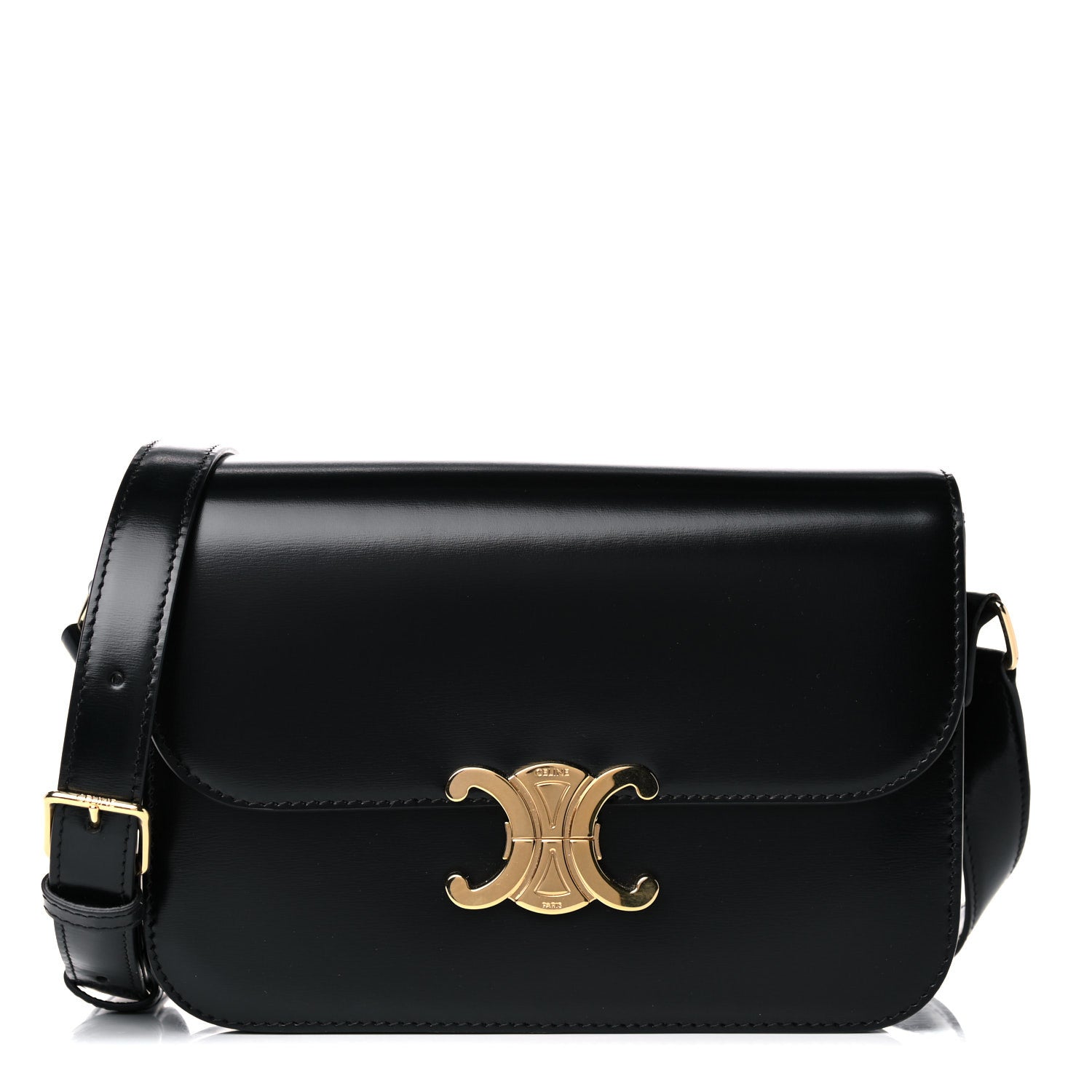 Celine Shiny Calfskin Medium Triomphe Black 1 of 15