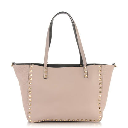 Valentino Garavani Calfskin Small Rockstud Reversible Tote Black Poudre 1 of 7
