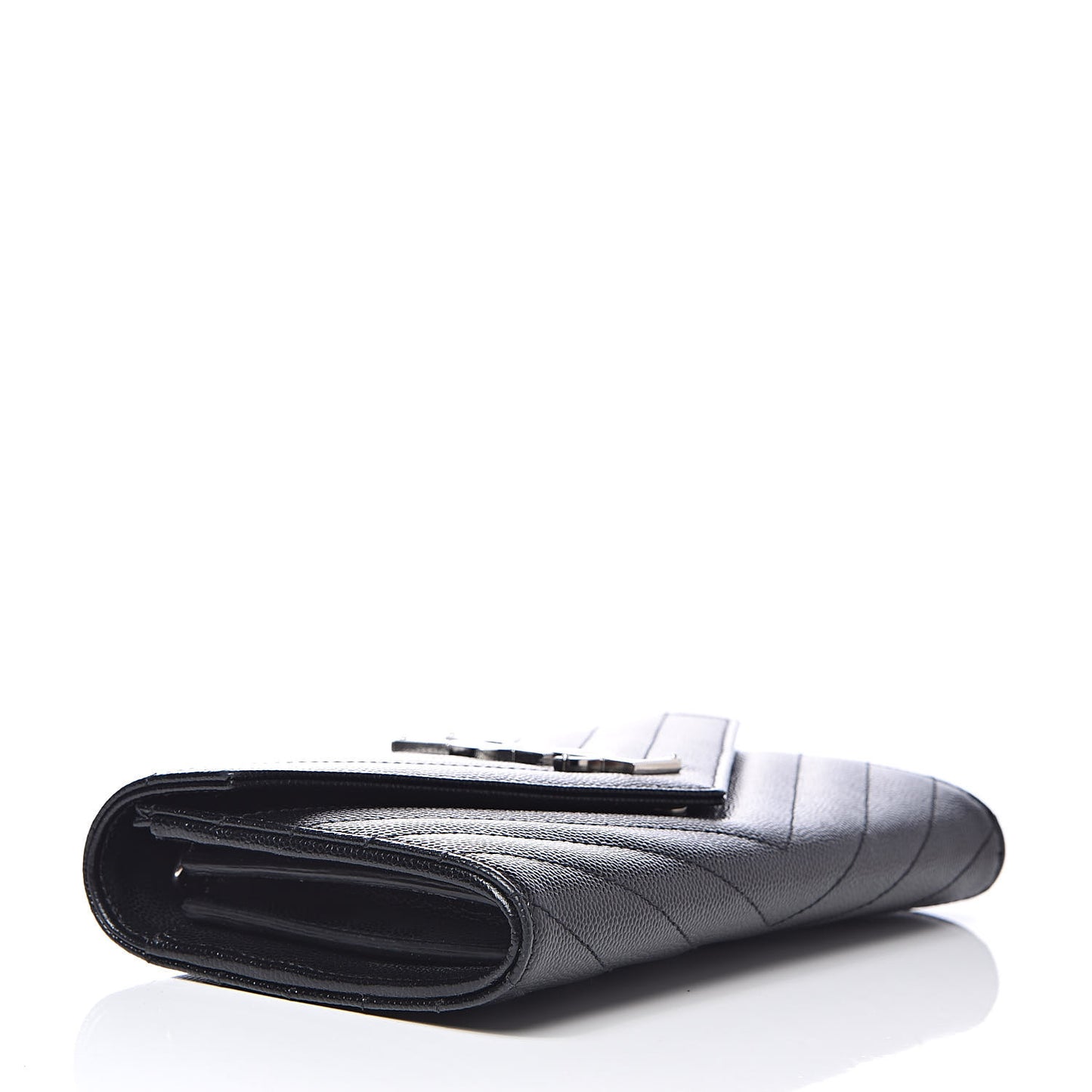 Grain De Poudre Matelasse Chevron Small Monogram Chain Wallet Black