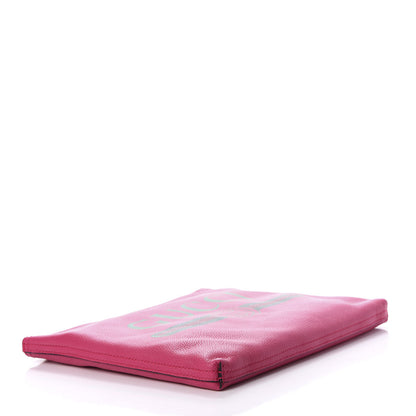 Gucci Pebbled Calfskin Medium Logo Portfolio Clutch Box Pink Green 4 of 7