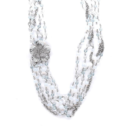 Chanel Multi Strand CC Necklace Silver Blue 1 of 6