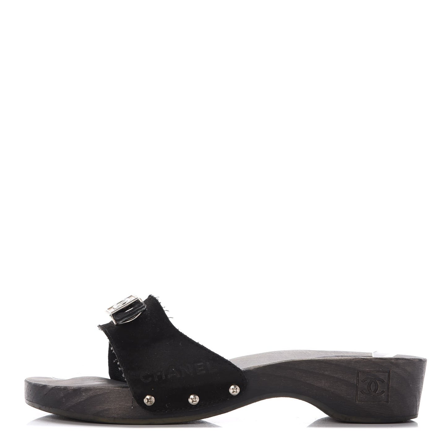 Suede CC Buckle Clogs 40 Black