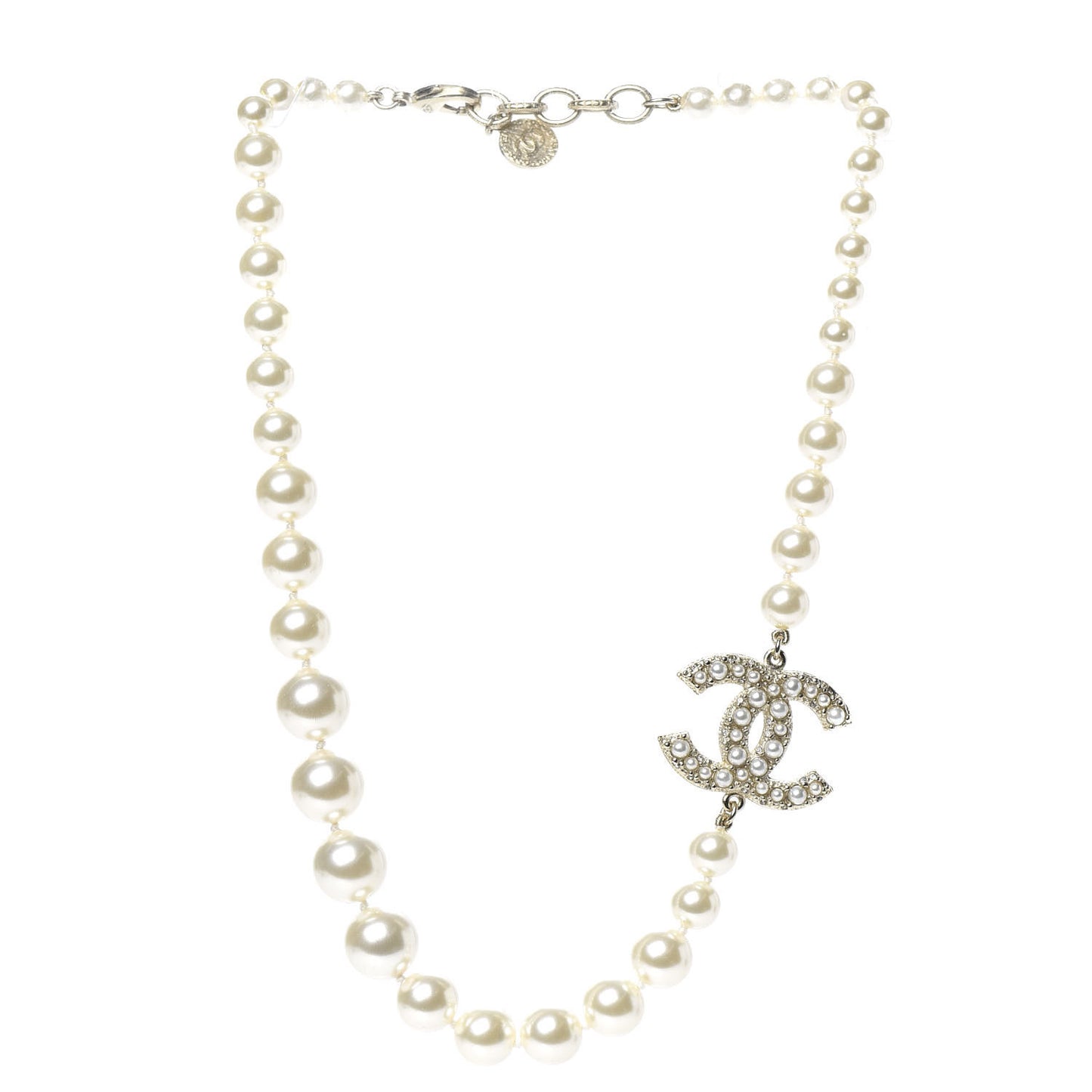 Graduated Pearl CC Short Necklace Gold