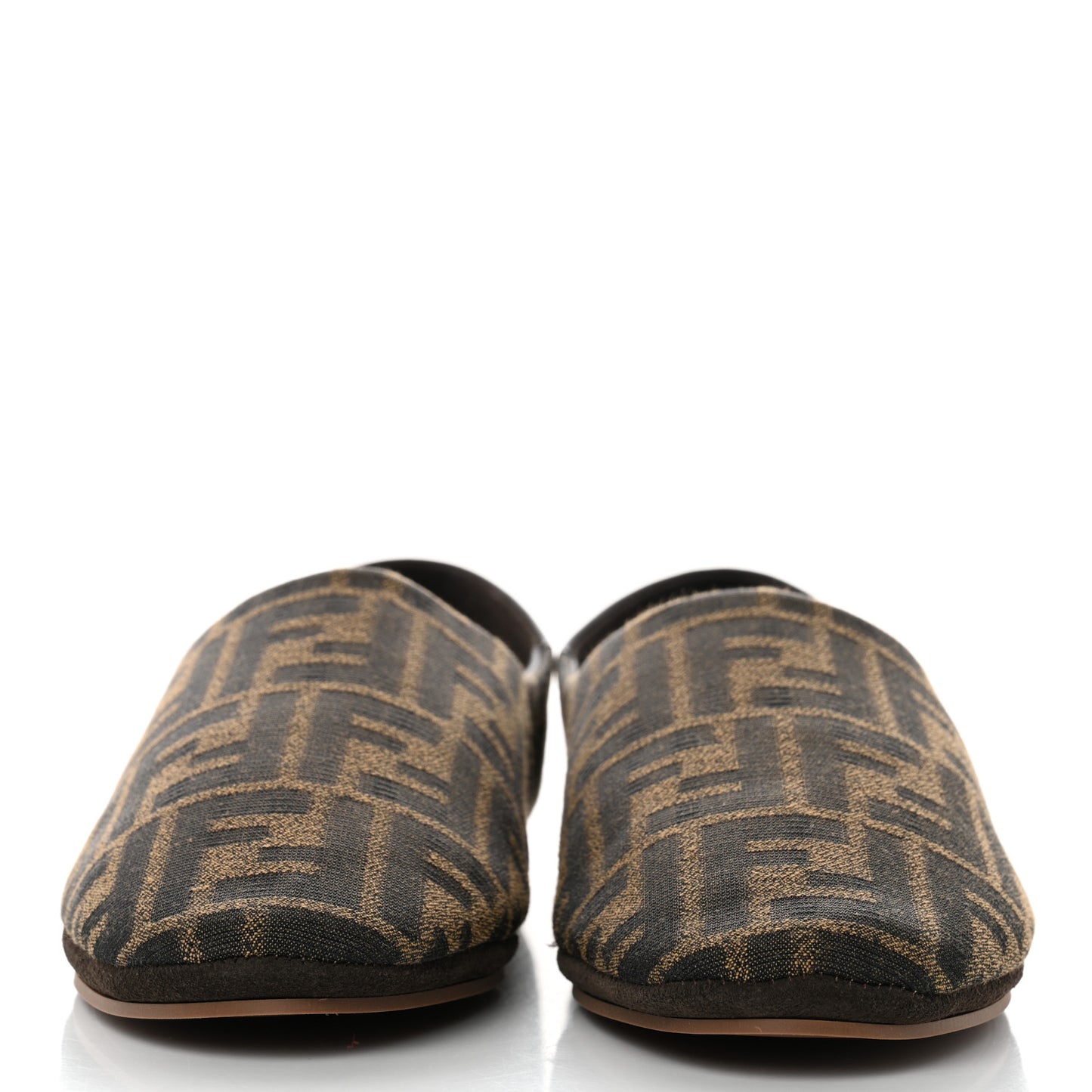 Fabric Jacquard Nappa FF Slippers 39 Tobacco Moro Black