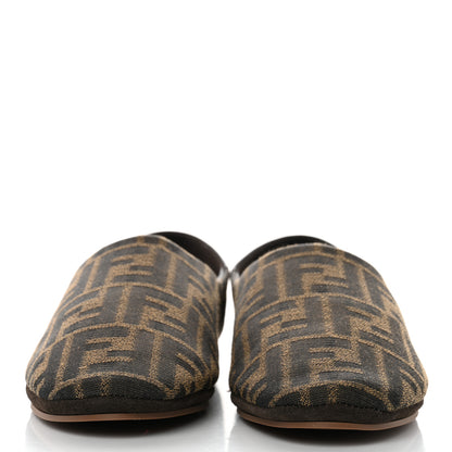 Fendi Fabric Jacquard Nappa FF Slippers 39 Tobacco Moro Black 2 of 8