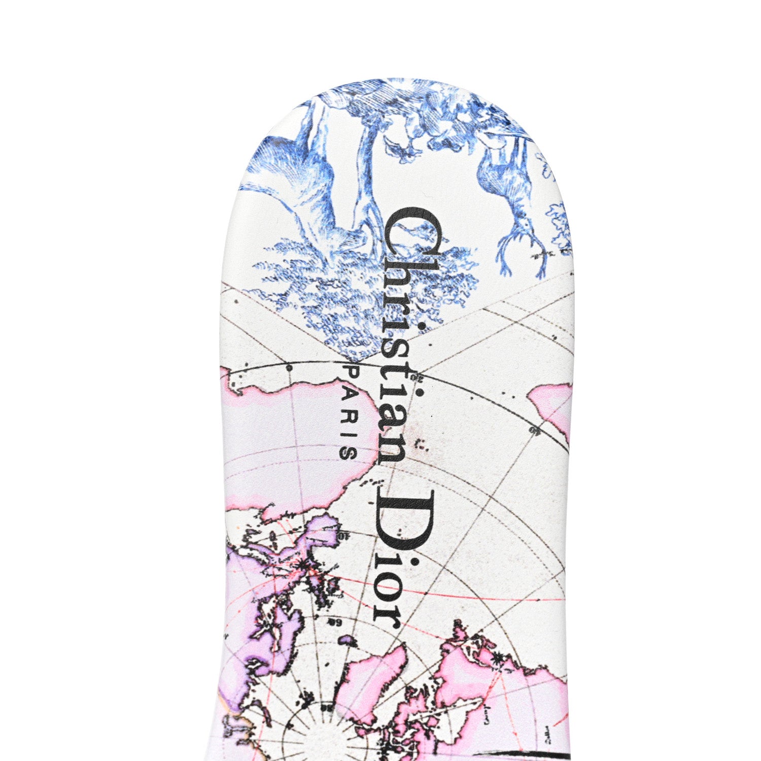Christian Dior Canvas Around the World Embroidered Dway Flat Slide Sandals 36 True Blue 7 of 8