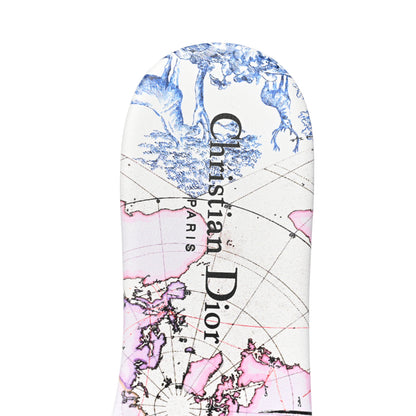 Christian Dior Canvas Around the World Embroidered Dway Flat Slide Sandals 36 True Blue 7 of 8