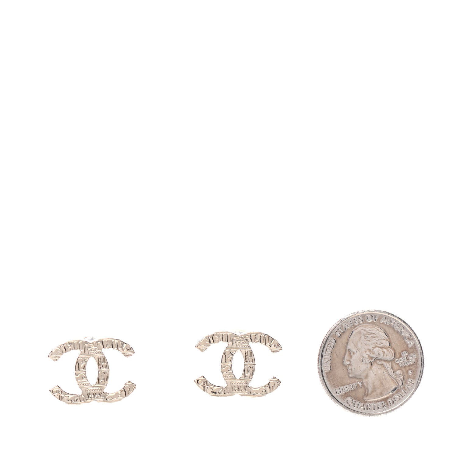 Chanel Metal Scarab CC Earrings Light Gold 2 of 5