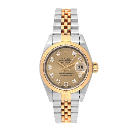 Rolex Stainless Steel 18K Yellow Gold Diamond 26mm Oyster Perpetual Datejust Watch Champagne 69173 1 of 4