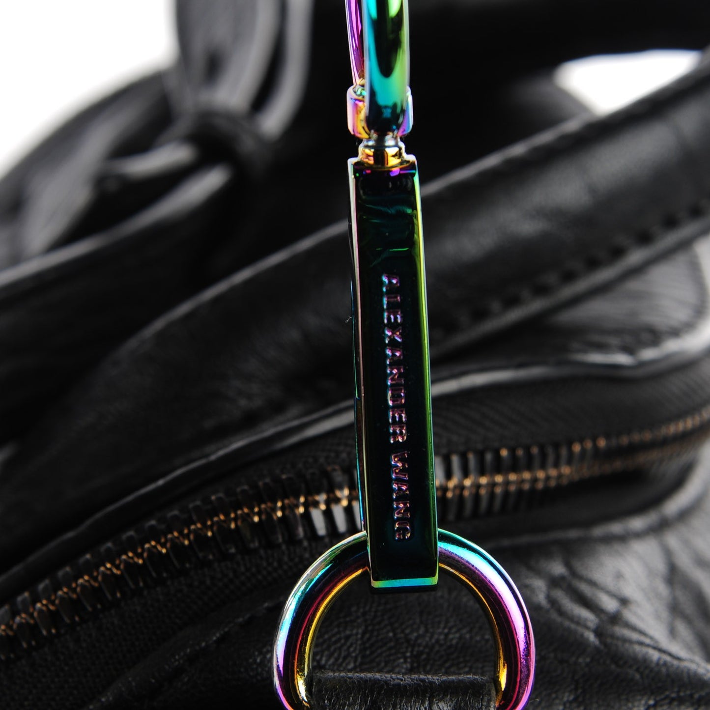 Pebbled Lambskin Rockie Black Iridescent Hardware