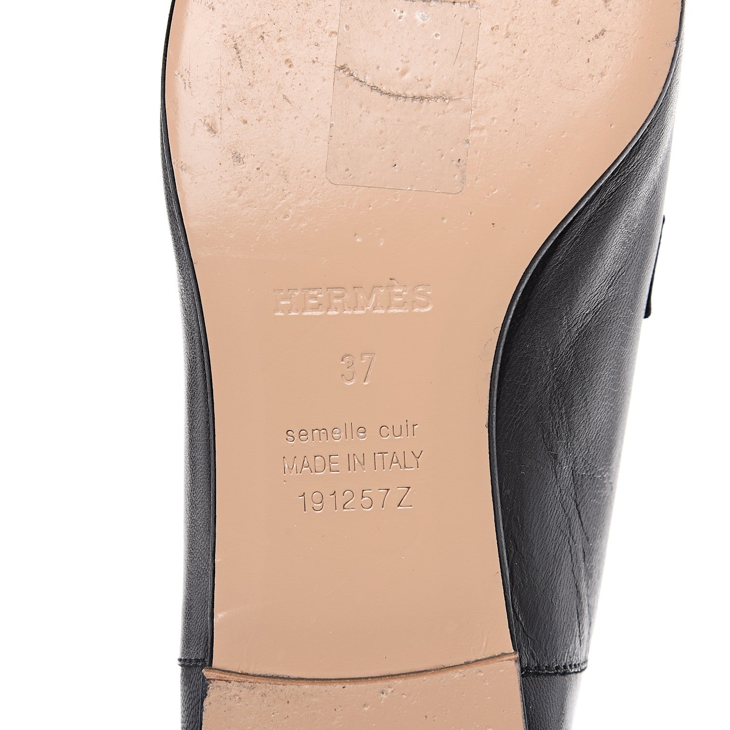 Hermes Supple Goatskin Womens Time Loafers 37 Black 8 of 10