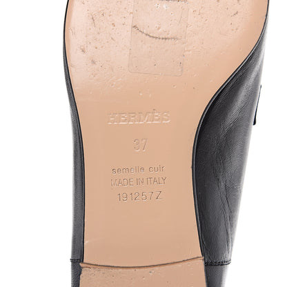 Hermes Supple Goatskin Womens Time Loafers 37 Black 8 of 10