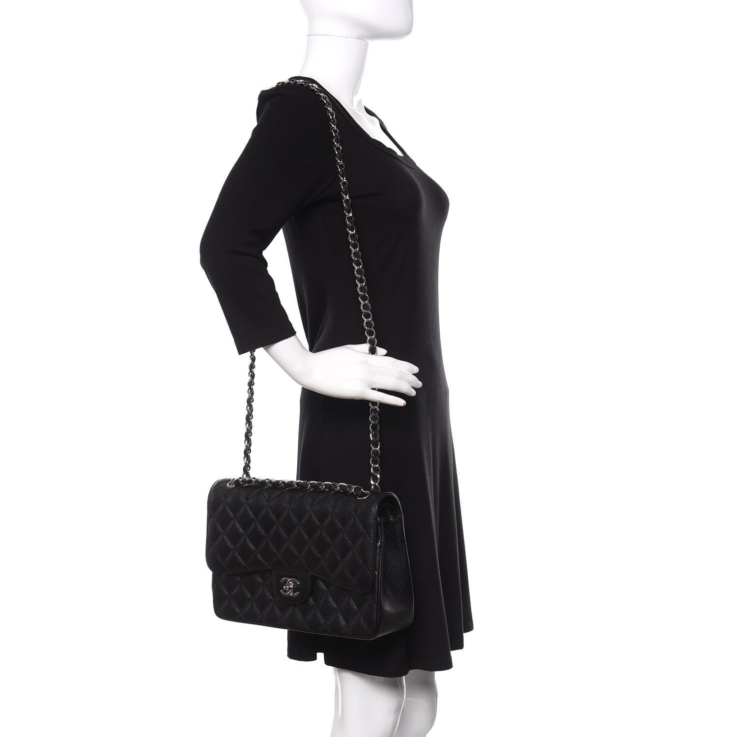 Chanel Caviar Quilted Jumbo Double Flap Black 2 of 11
