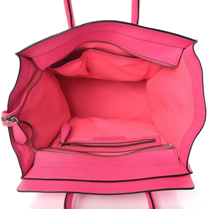 Celine Drummed Calfskin Mini Luggage Fluo Pink 5 of 13