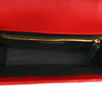 Saint Laurent Smooth Calfskin Matelasse Chevron Large Monogram Satchel Lipstick Red 5 of 11