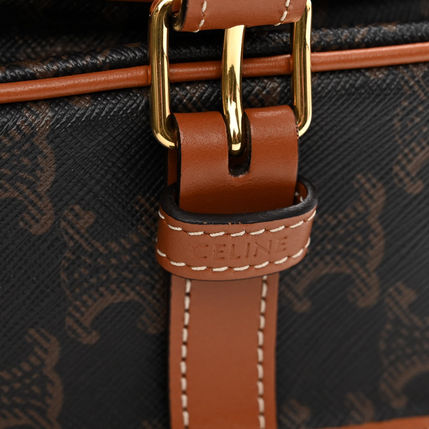 Celine Triomphe Canvas Medium Folco Bag Tan 10 of 10