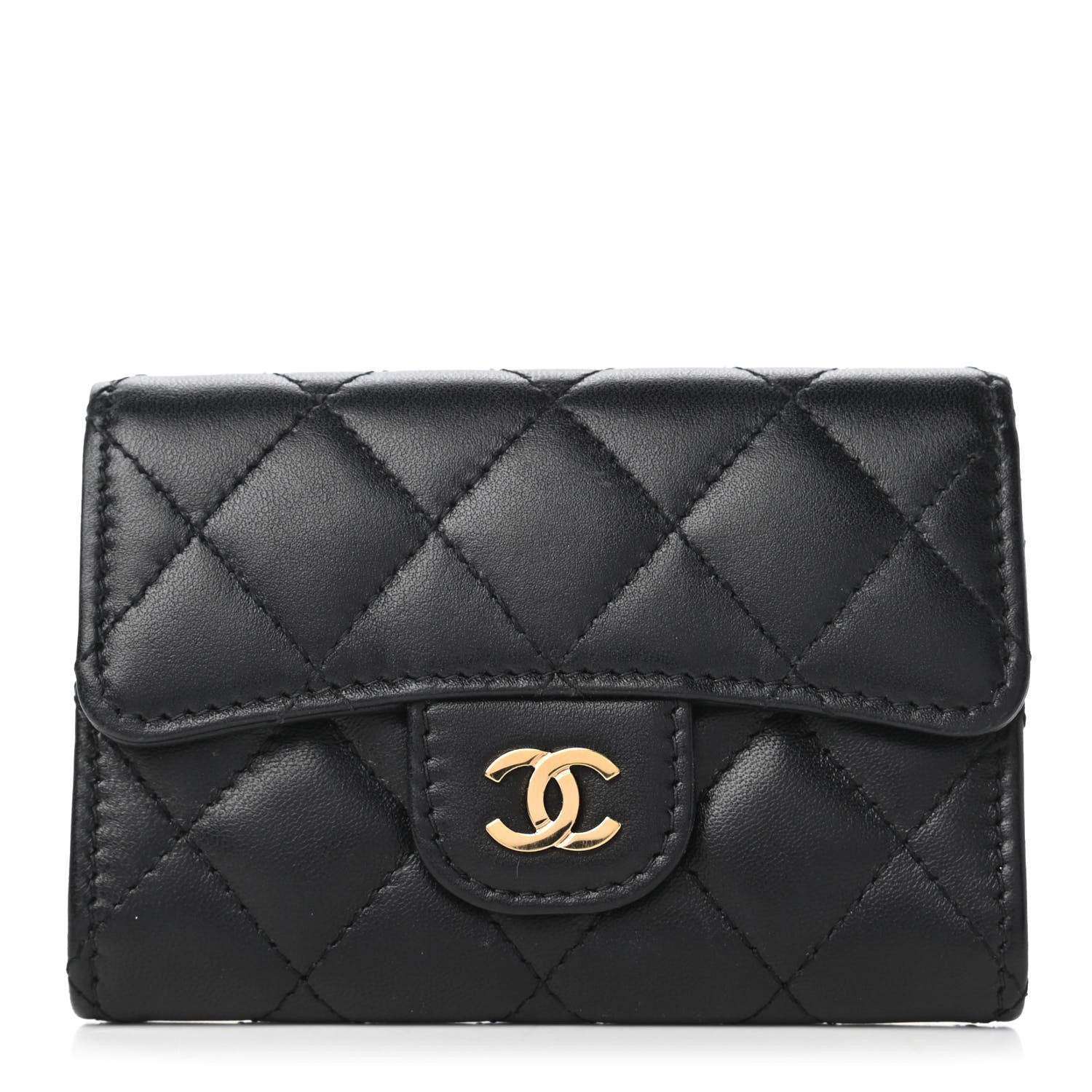 Chanel Lambskin Quilted Flap Card Holder Black 1 of 11