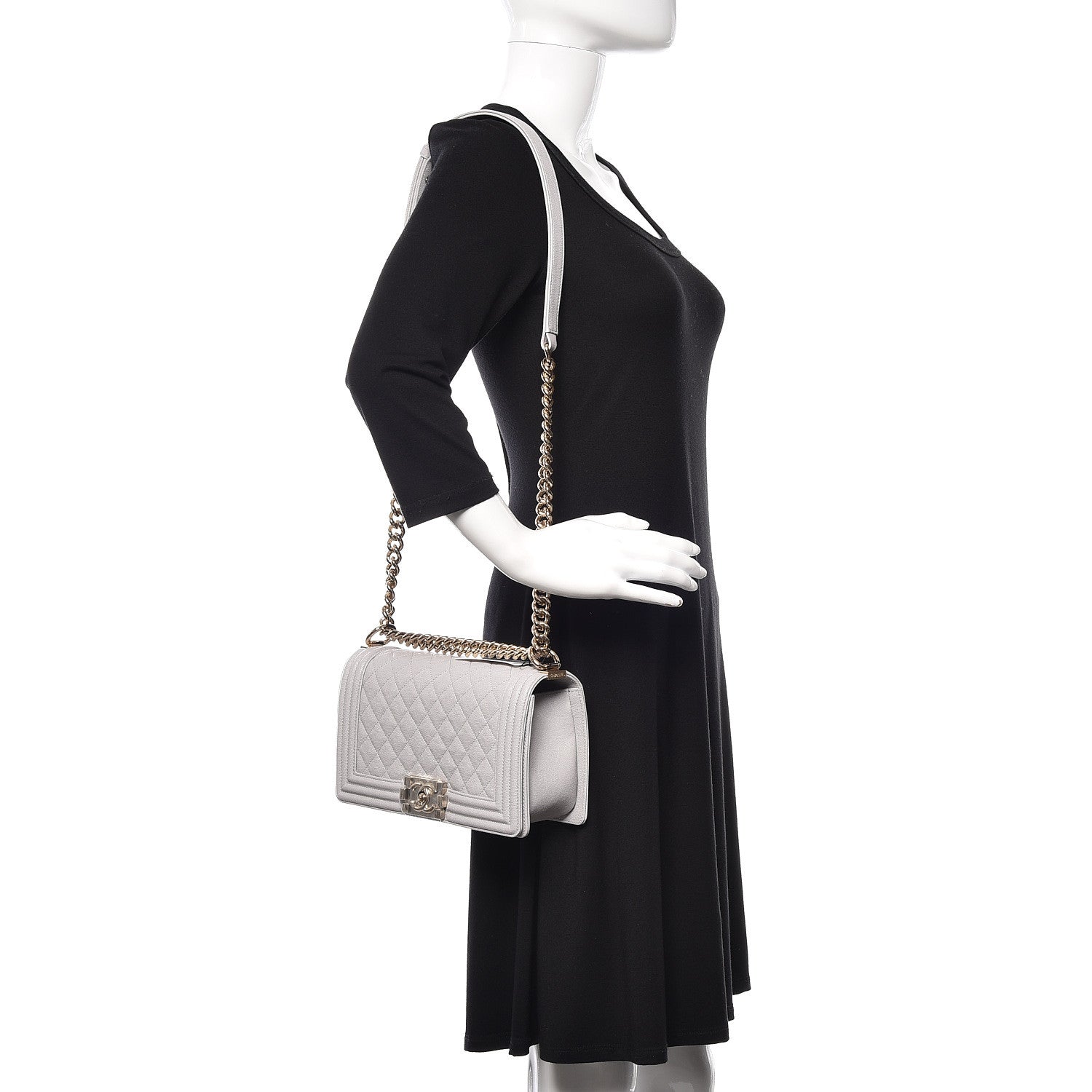 Chanel Caviar Quilted Medium Boy Flap Grey 2 of 10