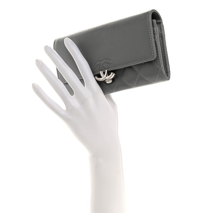 Chanel Grained Calfskin Quilted CC Box Flap Wallet Grey 2 of 9