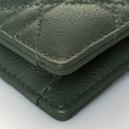 Christian Dior Calfskin Cannage Caro Zipped Pouch With Chain Cedar Green 8 of 11