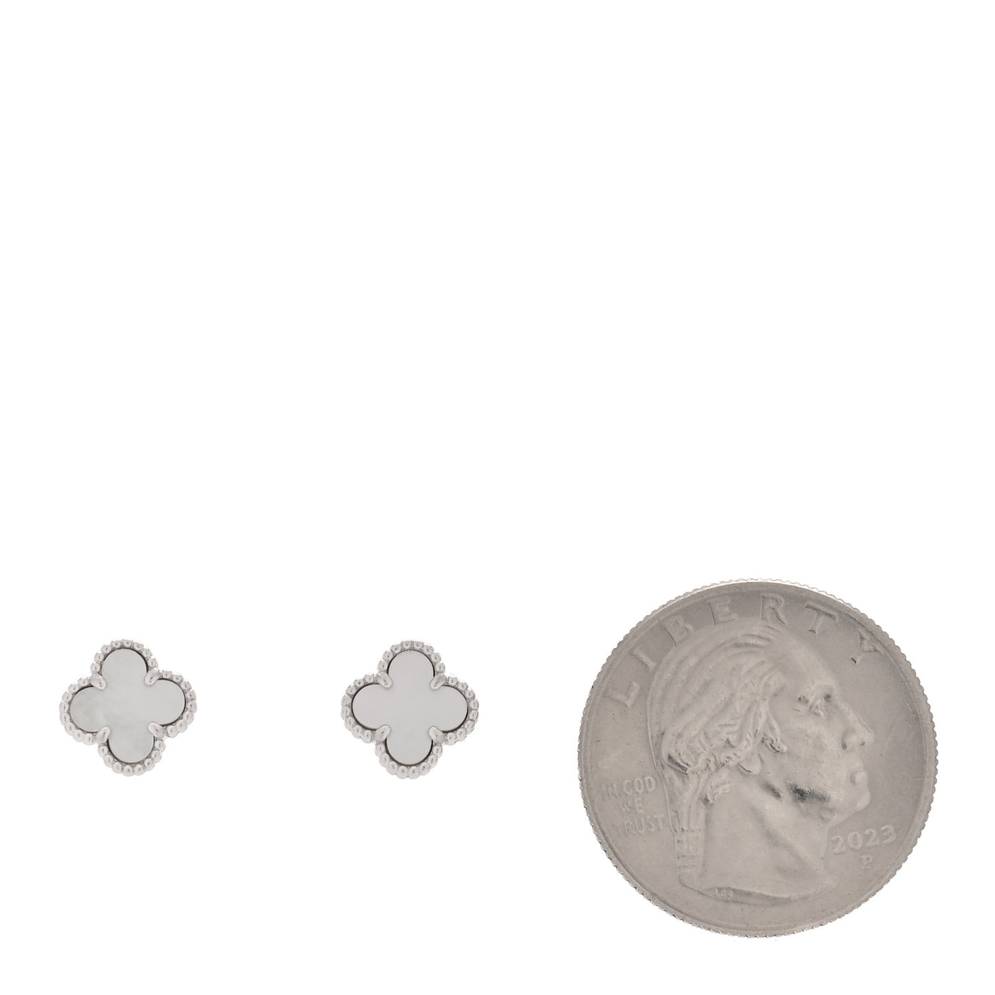 18K White Gold Mother of Pearl Sweet Alhambra Earrings
