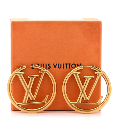 Louis Vuitton Metal Louise Hoop Earrings Gold 8 of 8