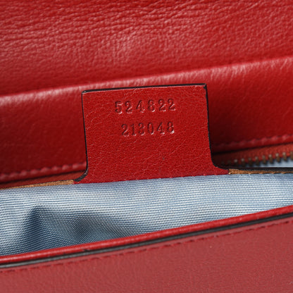 Gucci Calfskin Diagonal GG Medium Thiara Double Envelope Shoulder Bag Black Red 7 of 12