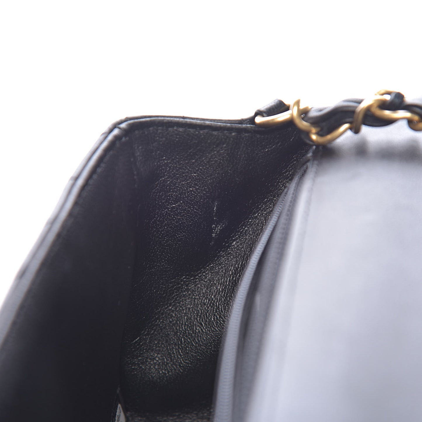 Lambskin Chevron Quilted Mini Rectangular Flap Black