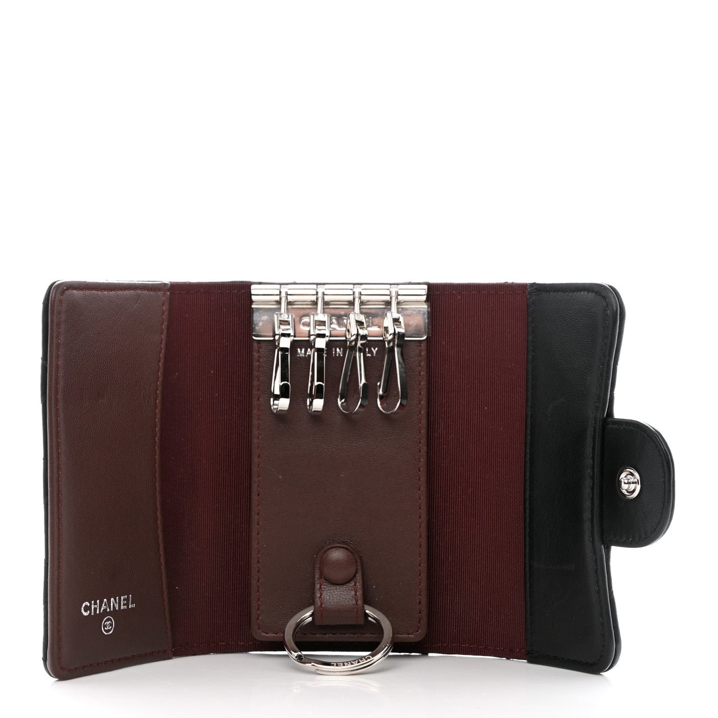 Lambskin Quilted 4 Key Holder Black