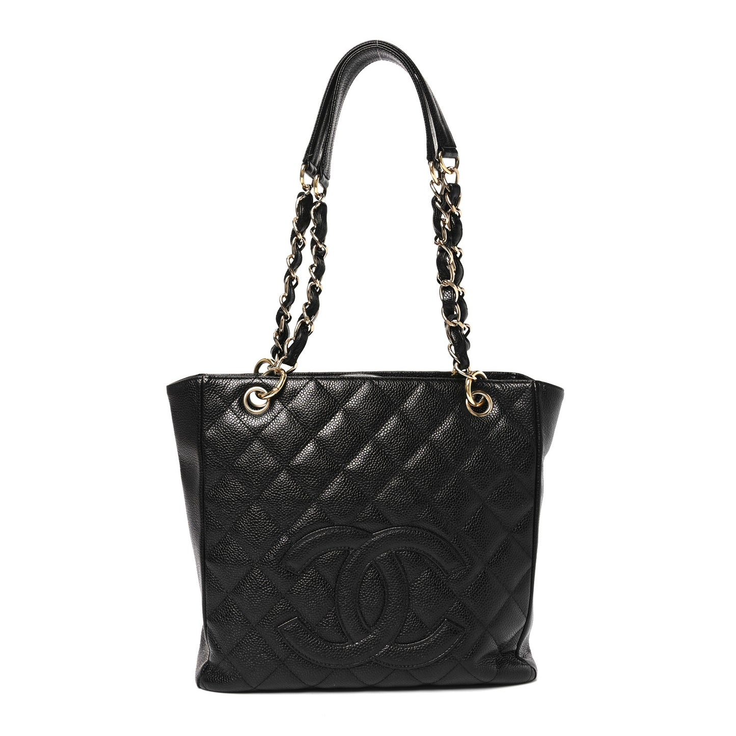 Caviar Quilted Petit Shopping Tote PST Black