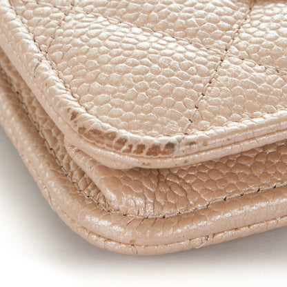 Chanel Metallic Caviar Quilted Wallet on Chain WOC Beige 10 of 10