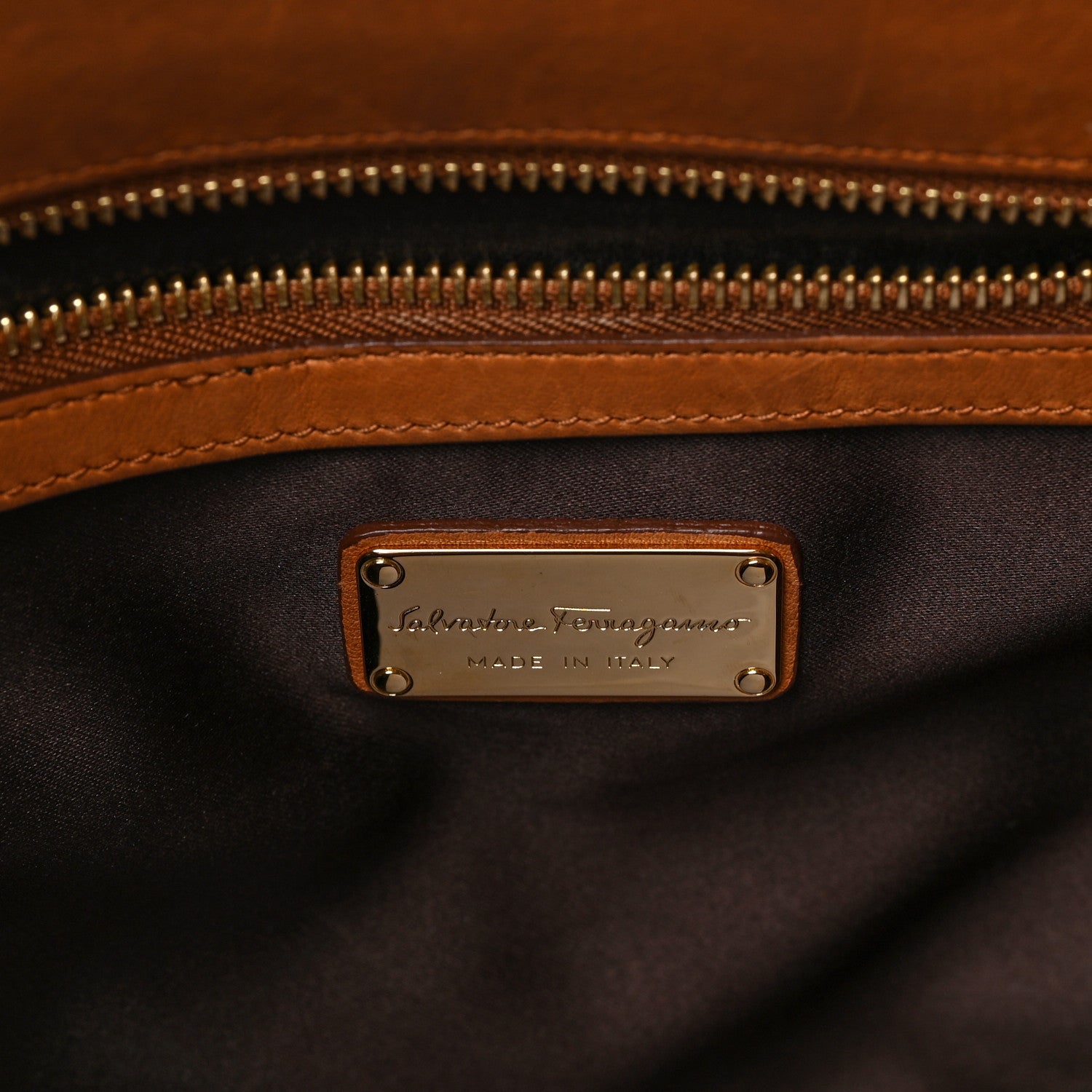 Salvatore Ferragamo Calfskin Gancini Shopping Tote Chestnut 6 of 8