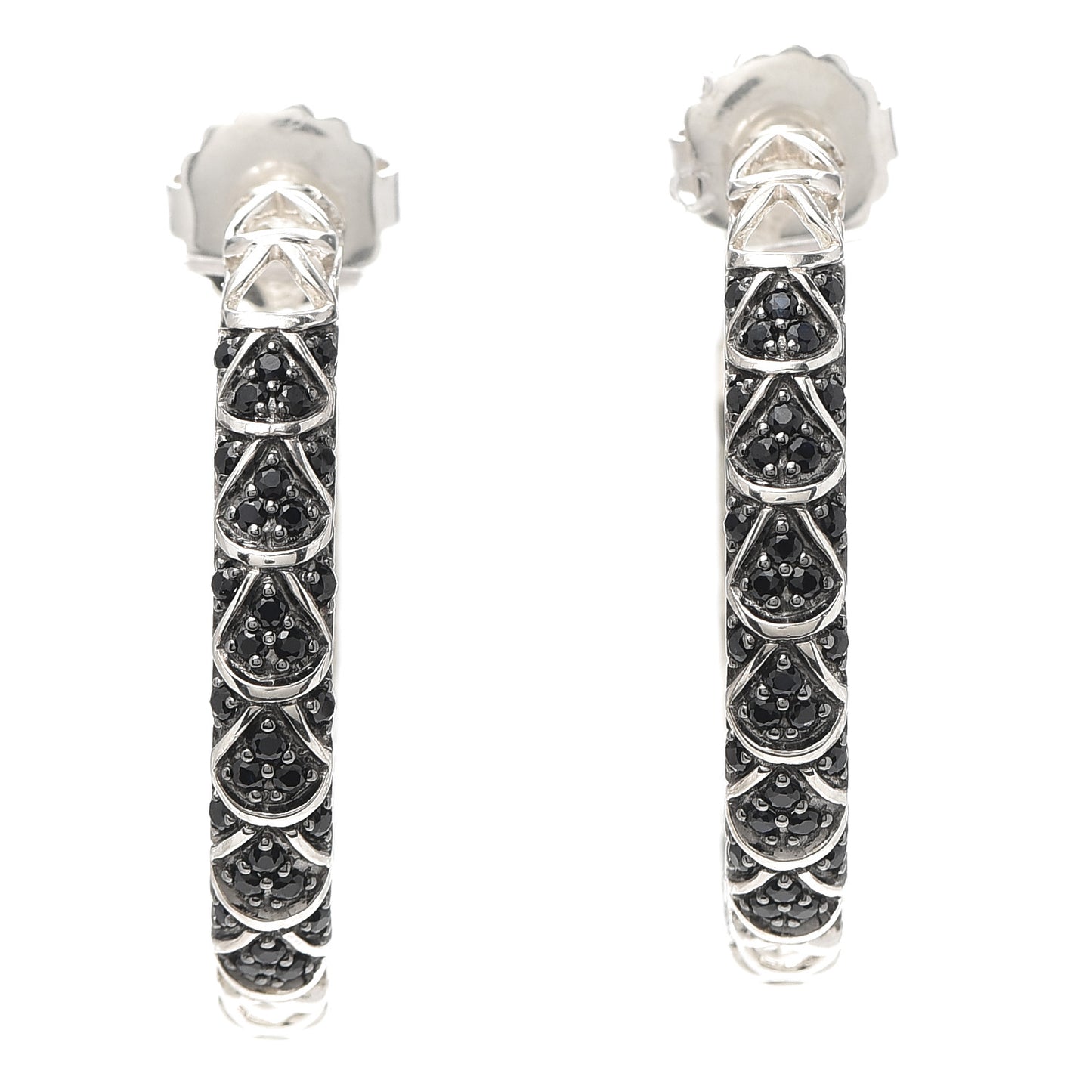 Sterling Silver Black Sapphire Naga Lava Hoop Earrings